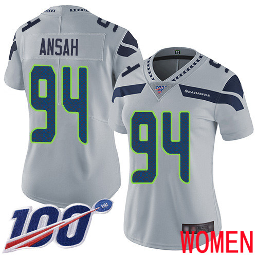 Seattle Seahawks Limited Grey Women Ezekiel Ansah Alternate Jersey NFL Football #94 100th Season Vapor Untouchable->women nfl jersey->Women Jersey